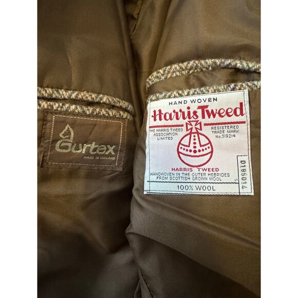 VTG Gurtex Harrris Tweed hand woven wool blazer brown medium - Picture 12 of 12